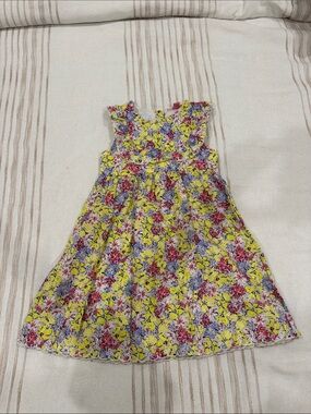 Penelope Mack Yellow Floral Ruffled Sundress with Pink & Purple Accents